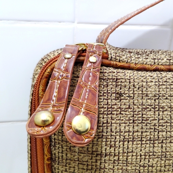 Samantha Brown Tweed Travel Case Toiletry Makeup Accessories Bag Valise 14"x10" - Picture 4 of 16